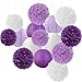 Hugfond PurpleWhite Lavender Party Decorations Paper Flowers Lanterns 15PCS Birthday Graduation Tissue Pom Poms Streamers Baby Bridal Shower Wedding Retirement Bachelorette Hanging Supplies Decor Hugfond - Image 3