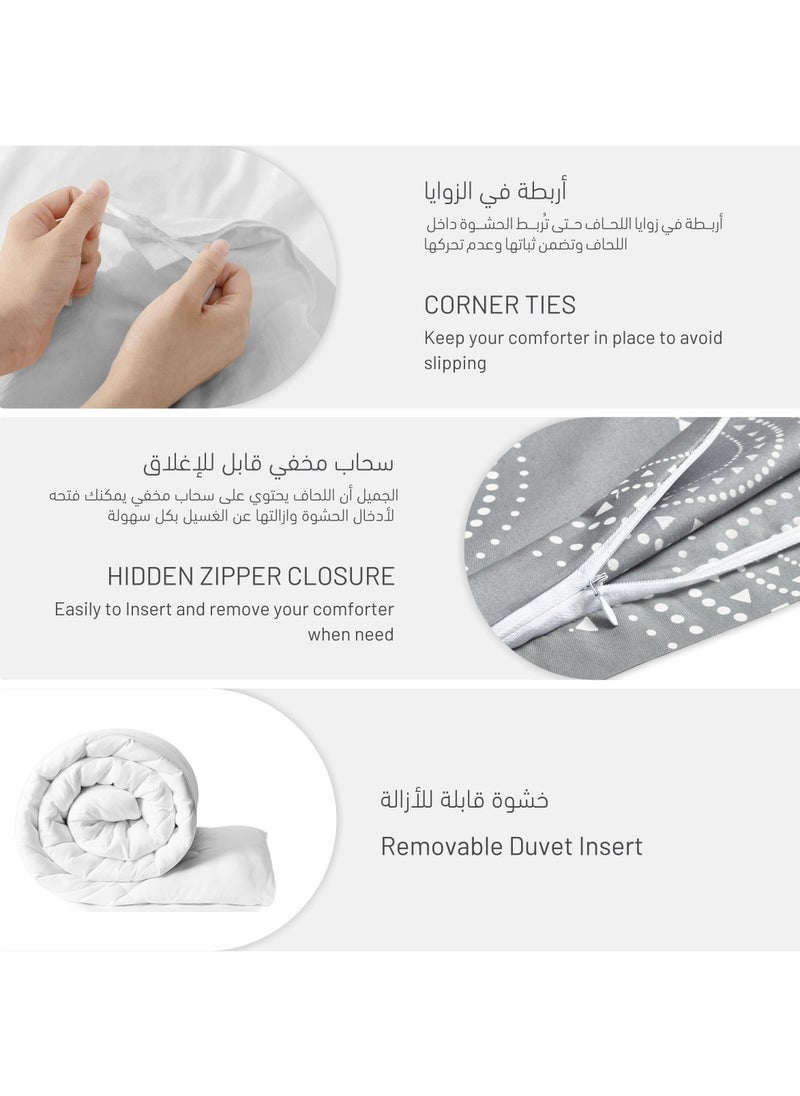 Donetella 5-Piece Cotton Comforter Set With Removable Filler - Single Size 170 x 230 Cms Offwhite / beige.  - Image 4