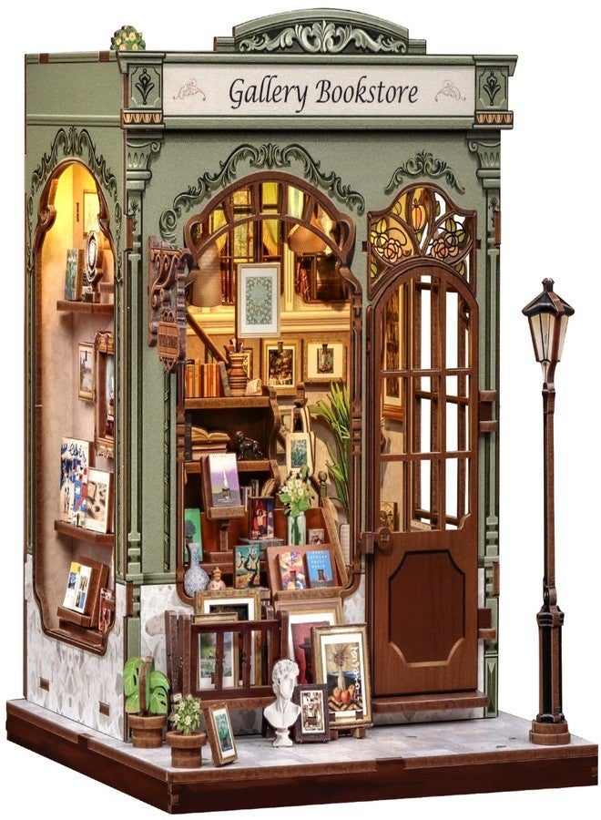 CUTEBEE Book Nook Kit - DIY Miniature House Dollhouse Kit for Adults, Booknook Library Bookstore Tiny House Bookshelf Decor 3D Wooden Puzzle, Gifts for Family and Friends (Gallery Bookstore) - Image 1