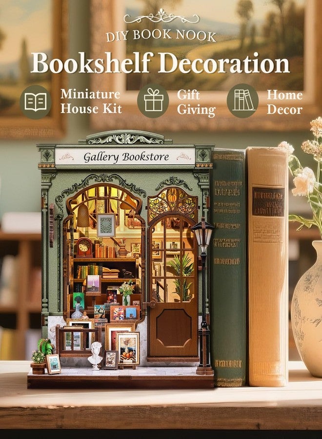 CUTEBEE Book Nook Kit - DIY Miniature House Dollhouse Kit for Adults, Booknook Library Bookstore Tiny House Bookshelf Decor 3D Wooden Puzzle, Gifts for Family and Friends (Gallery Bookstore) - Image 3