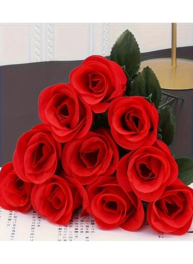 Set of 10 Red Artificial Roses – Realistic-Looking Flowers, 31 cm in Length – Perfect for Home Décor, Events, Bouquets, and Vases – Red Faux Roses Artificial Flowers  Faux Roses  Home Décor  Artificial Flower Bouquets Silk Flowers Event Decorations Plastic Roses