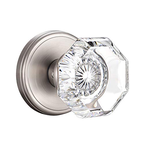 CLCTK Modern Glass Door Knobs, Passge Hall Closet Door Knobs, Satin Nickel - Image 1