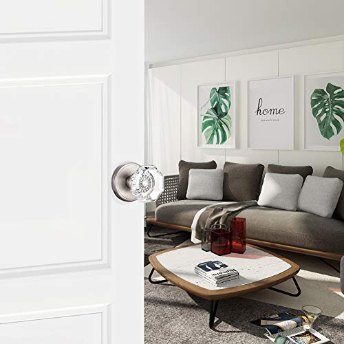 CLCTK Modern Glass Door Knobs, Passge Hall Closet Door Knobs, Satin Nickel - Image 4