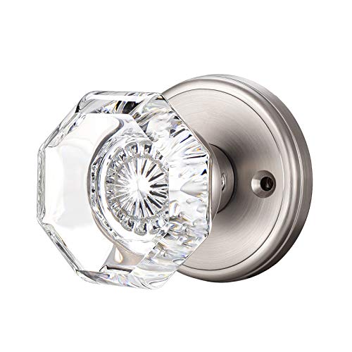 CLCTK Modern Glass Door Knobs, Passge Hall Closet Door Knobs, Satin Nickel - Image 2