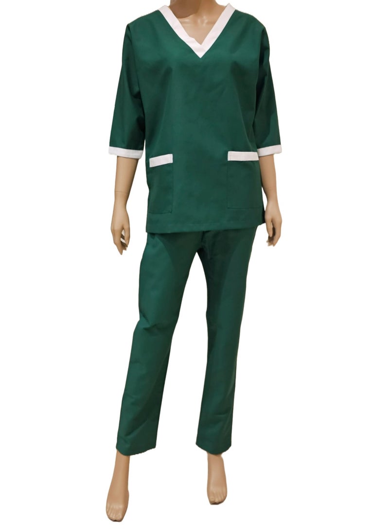 Rannah's Uniform Scrubs Three-Quarter Sleeve Medical Uniform Unisex Top and Pants Green Nurse Suit Set  - Image 1