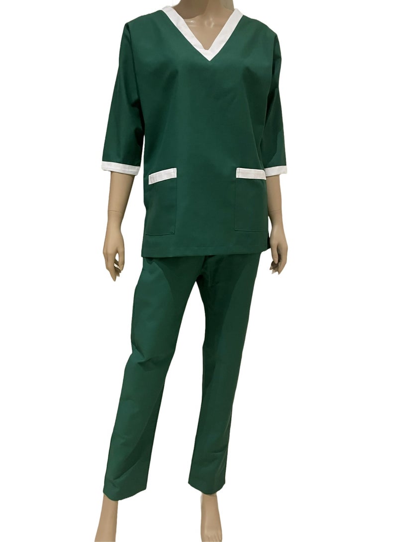 Rannah's Uniform Scrubs Three-Quarter Sleeve Medical Uniform Unisex Top and Pants Green Nurse Suit Set  - Image 3