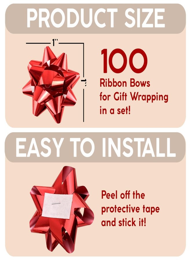 Granatan Red Bow 100 Pcs, 1" Small Gift Bows for Wrapping, Occasions: Christmas, Valentines Day, Holiday, Birthday, Party - Image 2