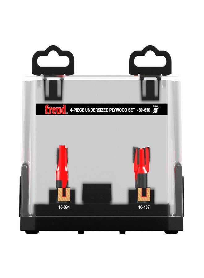 Freud 4 Piece Undersized Plywood Bit Set - Ideal for Routing Accurate Grooves in Undersized Panels - 1/2" Shank, Fits 1/4"-3/4" Thickness - 89-650 - Image 1