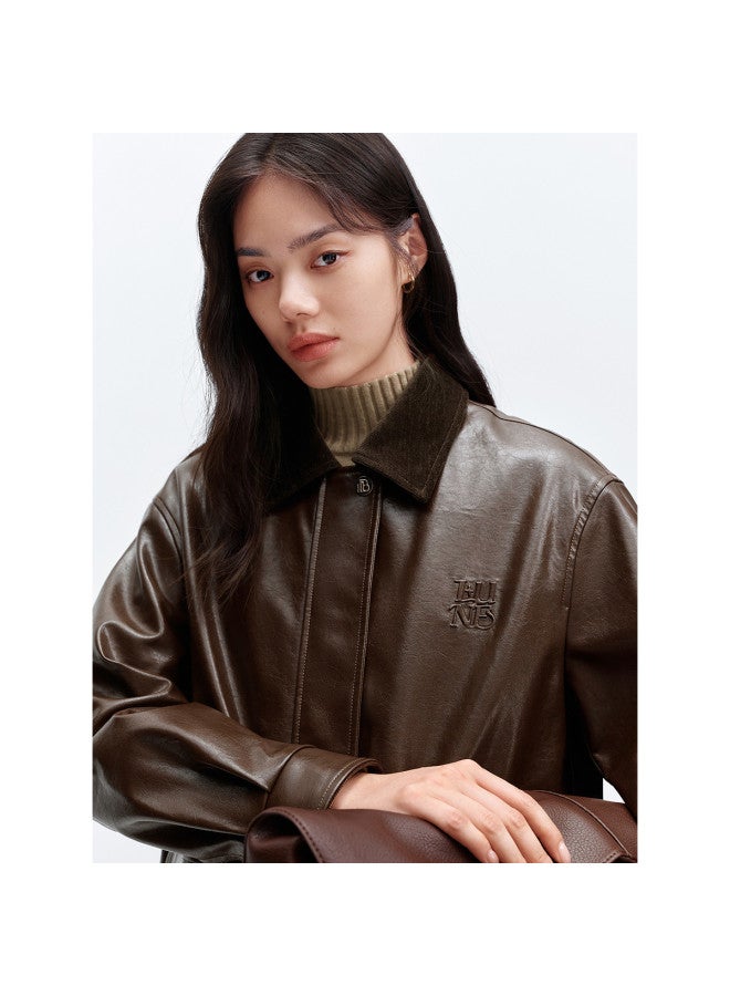 Waxbird Winter Oil Wax Grain Pu Leather Jacket Black Fashion Leather Jacket Women - Image 5