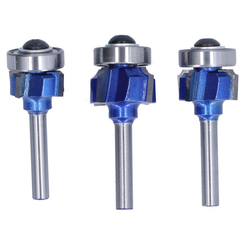 3Pcs Corner Round Bit Woodworking Milling Cutter Trimming Edge Knife 4 Flute 6mm Shank R1 R2 R3 - Image 2