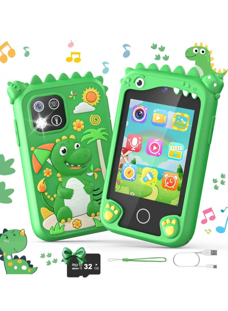 أسيف الطفل الذكية لعبك الهاتف । 1080P الزوج من التخزين 32GB الخضراء التي تعمل باللمس الضوئية + 2.8 بوصة الفقرة لمكافحة الإدمان المبكرة هدية - Image 1
