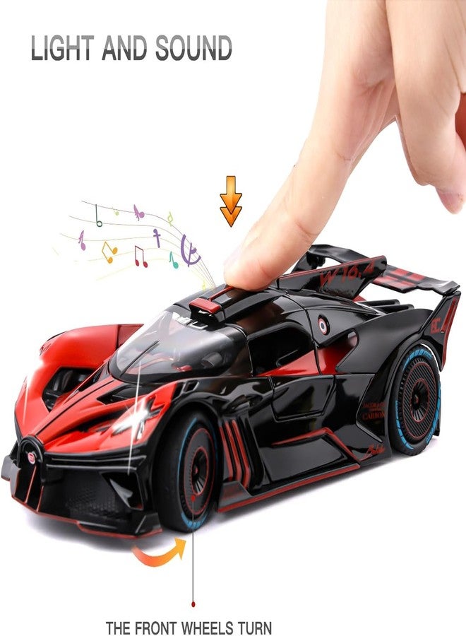 VARIYA ENTERPRISE® 1/24 Big Bugatti Bolide Toy Car Metal Pull Back Diecast Car with Openable Door and Sound Light, Gifts Toys for Kids【 RED 】 - Image 4
