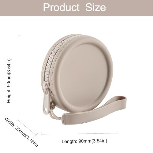WHHJM Small Silicone Makeup Bag for Women Round Purse Essentials Portable Cosmetic Accessories Organizer Small Travel Kit Storage Pouch (Grey) - Image 5