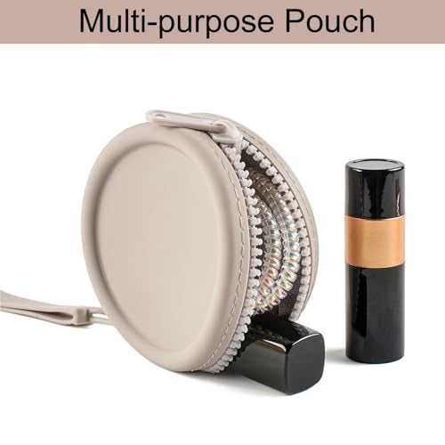 WHHJM Small Silicone Makeup Bag for Women Round Purse Essentials Portable Cosmetic Accessories Organizer Small Travel Kit Storage Pouch (Grey) - Image 2