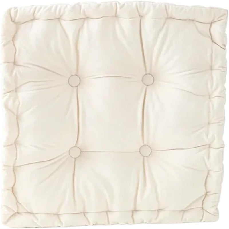 2 Pcs Square-Shaped Floor Cushions Meditation Large Pillow Cushion for Seating Yoga Living Room Office for Tatami,Living Rooms(White,40x40cm) - Image 1