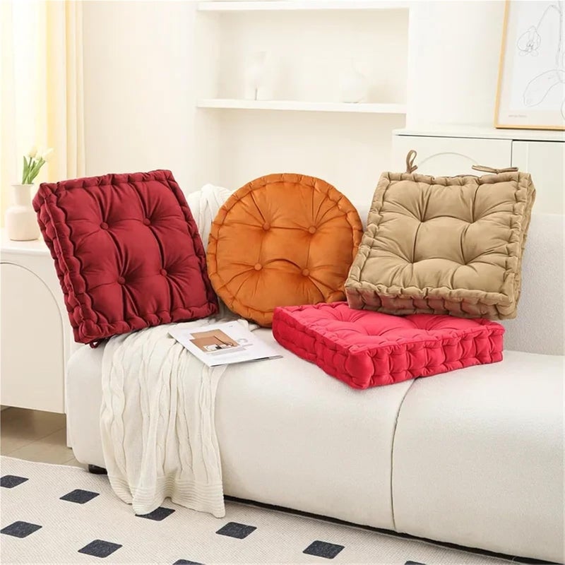 2 Pcs Square-Shaped Floor Cushions Meditation Large Pillow Cushion for Seating Yoga Living Room Office for Tatami,Living Rooms(White,40x40cm) - Image 4