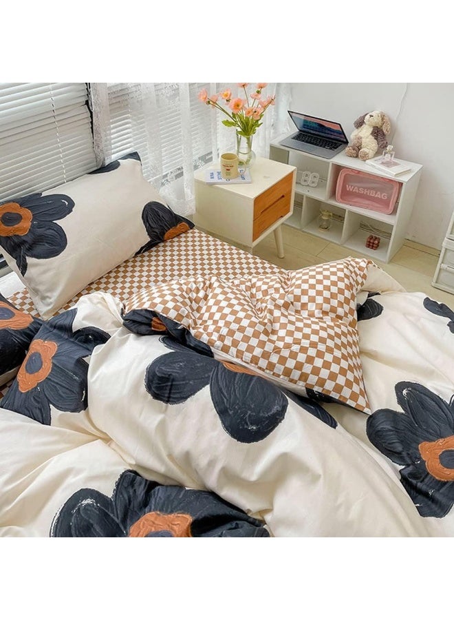 Wellboo Floral Comforter Sets Women Girls White and Black Botanical Beddings Twin Black Floral Quilts Cotton Large Flower Plant Beddings Adults Teens Watercolor Flower Quilt Garden Bohemian Bedding  - Image 4