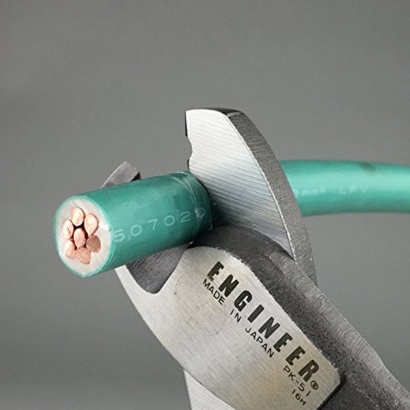 pk-51 Heavy Duty Cable Shears/Wire Cutters Larger Version for Clean Cutting of Thick Electrical Cable, Coax and Nylon Rope etc. Made in Japan, Green, 212 mm - Image 2