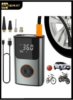 Tire Inflator Portable Air Compressor | Small Compressor | Battery Powered, Rechargeable 12VDC, 150PSI Cordless Air Pump with Digital Pressure Gauge | 2X Faster Inflation for Car, SUV, Bike