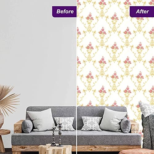 Asian Paints Beige White Pink Smoke Rose Motifs |Non-Adhesive Wallpapers - FE2151| Luxurious & Attractive Wallcovering for Home |Dimensions-(53cm x 950cm)| (54 sq. ft. per roll) - Image 3