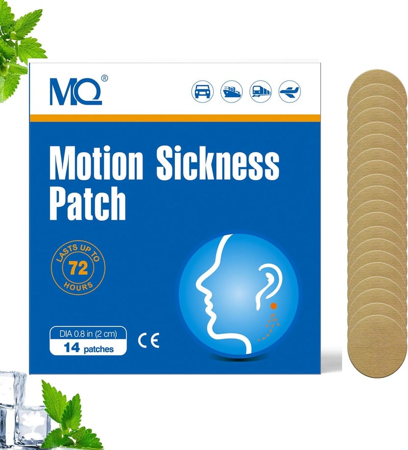 MQ 84ct Motion Sickness Patches Non Drowsy, Sea Sickness Patches for Cruise Travel Essentials, Waterproof Patch Behind Ear for Car Airplane Altitude Sickness, Long Last 72H