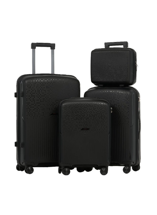 Eagle Express NEON X PP Hard Shell Luggage Set of 4 (14/20/24/28-inch) - Anti-Theft Zipper, 8 Spinner Wheels - Black - 1 Year Warranty - Image 1