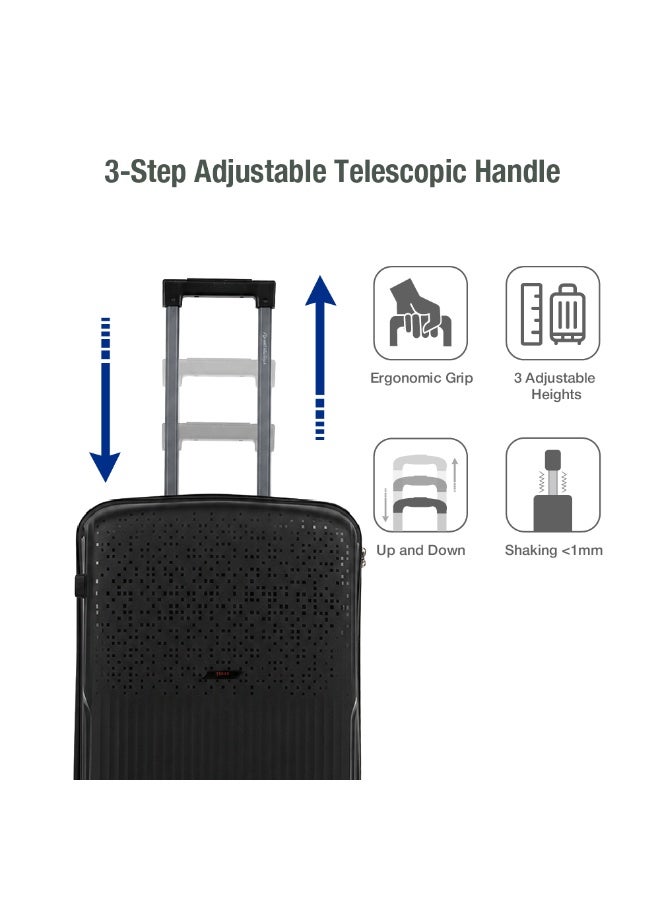Eagle Express Neon X PP Hard Shell Luggage Set 4 Pcs (14/20/24/28 Inch) Black, Lightweight Travel Trolley Suitcase Set with Spinner Wheels, TSA Lock and 2 Year Warranty - Image 4