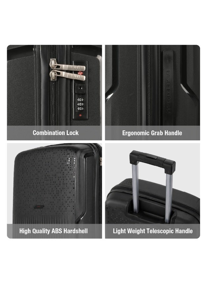 Eagle Express Neon X PP Hard Shell Luggage Set 4 Pcs (14/20/24/28 Inch) Black, Lightweight Travel Trolley Suitcase Set with Spinner Wheels, TSA Lock and 2 Year Warranty - Image 5