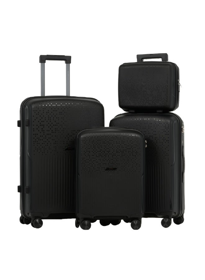 Eagle Express Neon X PP Hard Shell Luggage Set 4 Pcs (14/20/24/28 Inch) Black, Lightweight Travel Trolley Suitcase Set with Spinner Wheels, TSA Lock and 2 Year Warranty - Image 1