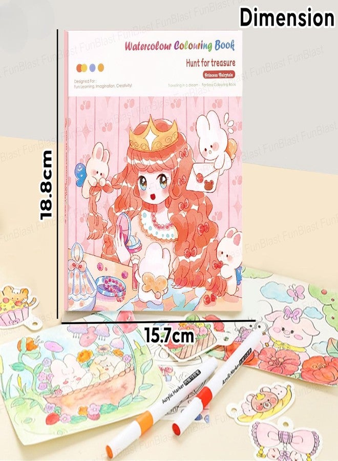 CozyCrest مجموعة كوزي كريست للرسم بالألوان المائية للأطفال - دفتر تلوين جرافيتي سحري مع ورق ملون مناسب لرياض الأطفال ومشاريع فنية بألوان ثابتة وفرشاة للأطفال من عمر 3 سنوات فما فوق (أميرة) - Image 3