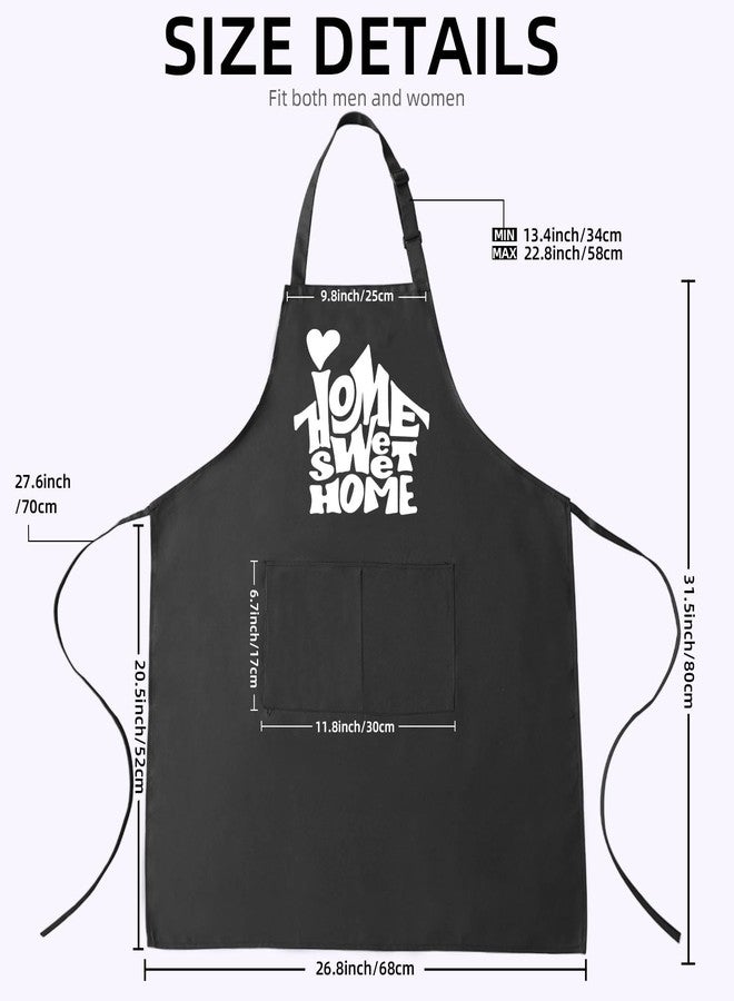 Tmsek New House Gift - HOME SWEET HOME Apron with Pockets, Adjustable Grilling Aprons for Men & Women Funny Kitchen Housewarming Gift Ideas for Cooking, Waitress, Garden, Art, Painting, Work - Black (Chef) - Image 3