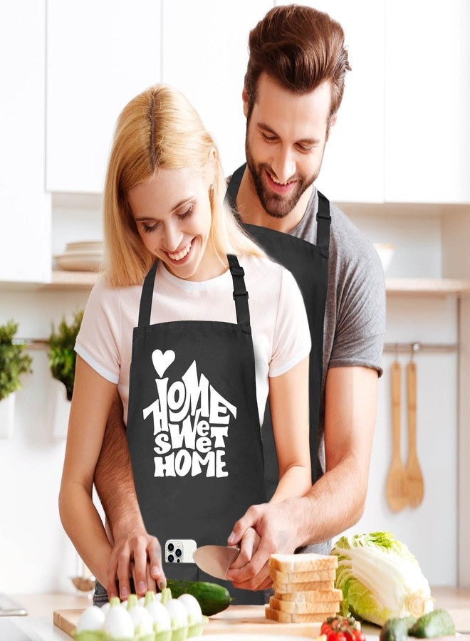 Tmsek New House Gift - HOME SWEET HOME Apron with Pockets, Adjustable Grilling Aprons for Men & Women Funny Kitchen Housewarming Gift Ideas for Cooking, Waitress, Garden, Art, Painting, Work - Black (Chef) - Image 4