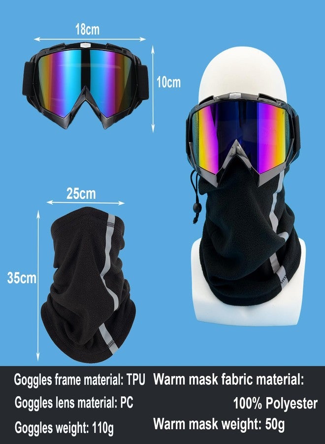 LJDJ Ski Goggles, Snowboard Motorcycle Goggles with Reflective Winter Neck Gaiter Face Cover for Youth Teens Men Women (Black) - Image 3