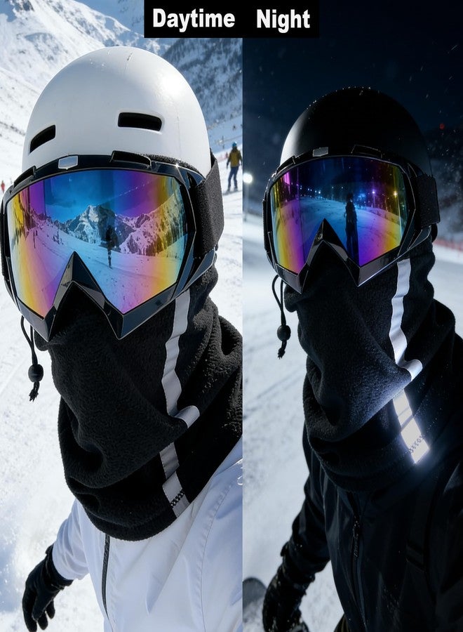 LJDJ Ski Goggles, Snowboard Motorcycle Goggles with Reflective Winter Neck Gaiter Face Cover for Youth Teens Men Women (Black) - Image 2