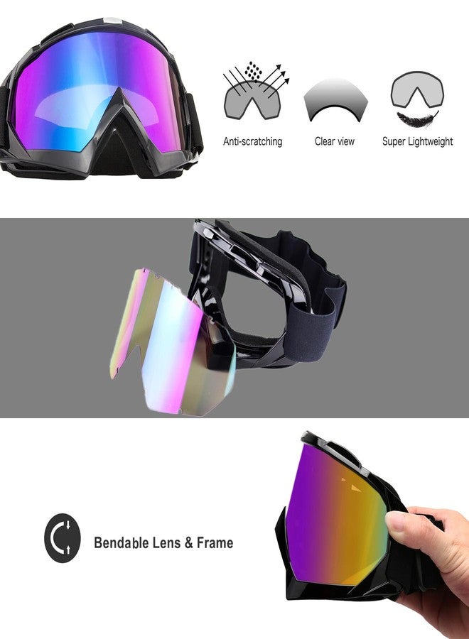 LJDJ Ski Goggles, Snowboard Motorcycle Goggles with Reflective Winter Neck Gaiter Face Cover for Youth Teens Men Women (Black) - Image 4