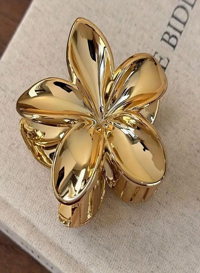 Ashkash 2Pcs New European And American Style Flower Shaped Hair Claw Clips with Metallic High-End Elegant Hair Accessories For Women - (Black,Golden, Silver & Rose Gold) - Image 4