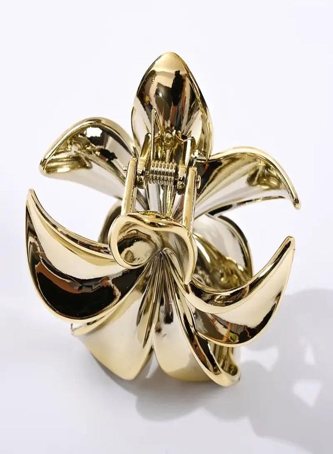 Ashkash 2Pcs New European And American Style Flower Shaped Hair Claw Clips with Metallic High-End Elegant Hair Accessories For Women - (Black,Golden, Silver & Rose Gold) - Image 5