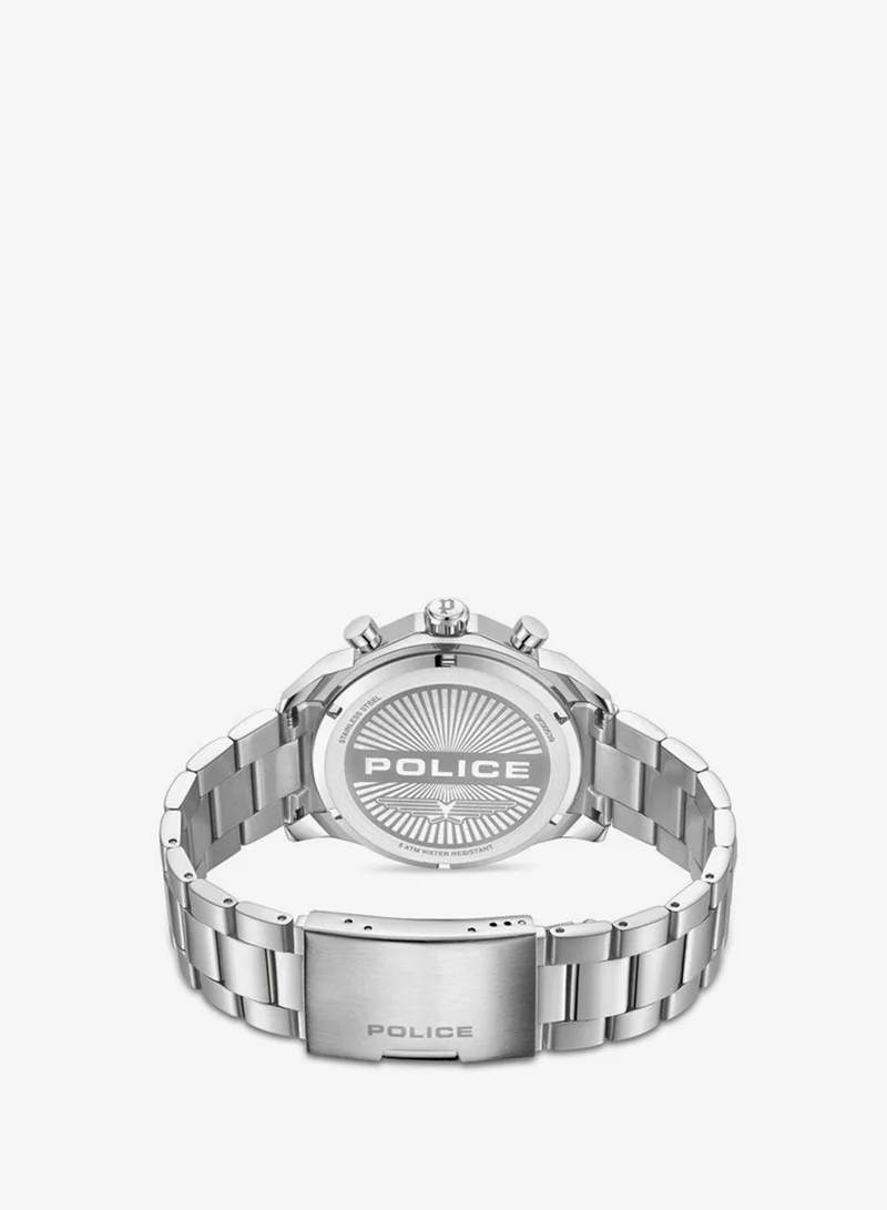 Police Silver Men's Soul Multifunction Men's 44mm Watch with Translucent Blue Dial, Hydraulic Pyramid Etched Ring & 316L Stainless Steel Bracelet for Men | Best Price UAE