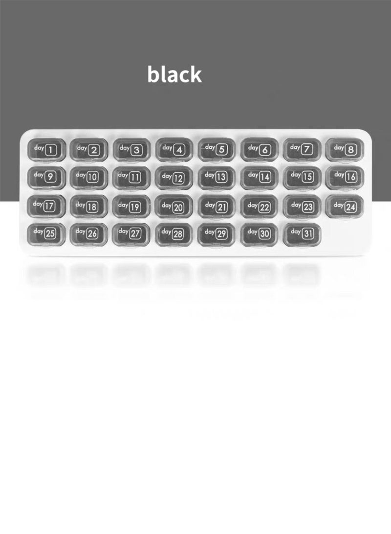 لبونير منظم الأقراص الشهري - منظم أقراص حبوب منع الحمل الشهرية - منظم أقراص لمدة 31 يومًا مع حاويات كبيرة قابلة للإزالة، علبة وحامل محمول للأدوية والفيتامينات اليومية، رائع للسفر （أسود） - Image 2