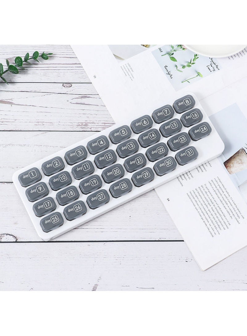 لبونير منظم الأقراص الشهري - منظم أقراص حبوب منع الحمل الشهرية - منظم أقراص لمدة 31 يومًا مع حاويات كبيرة قابلة للإزالة، علبة وحامل محمول للأدوية والفيتامينات اليومية، رائع للسفر （أسود） - Image 3