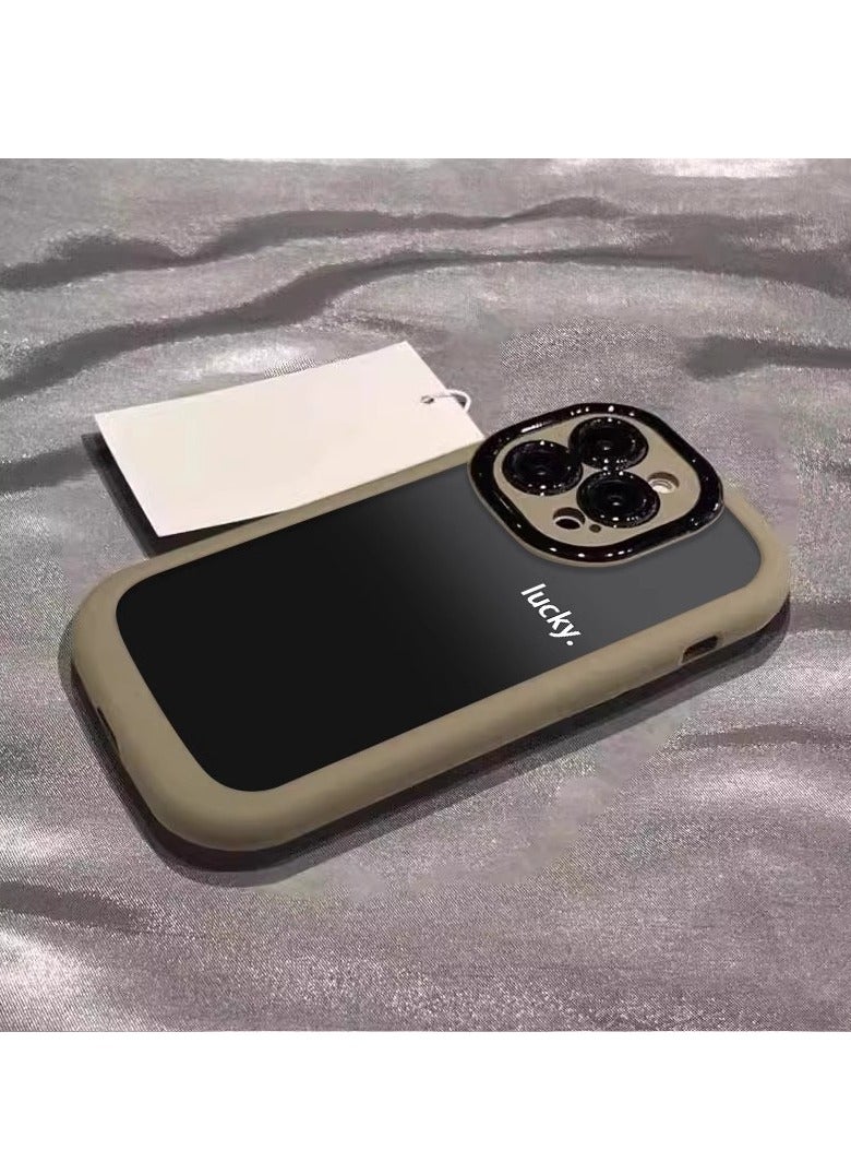 NIBEMINENT Minimal Gradient Protective TPU Case Cover For iPhone 14 Pro Max, Milk Tea Gray/Advanced Gradient Lucky