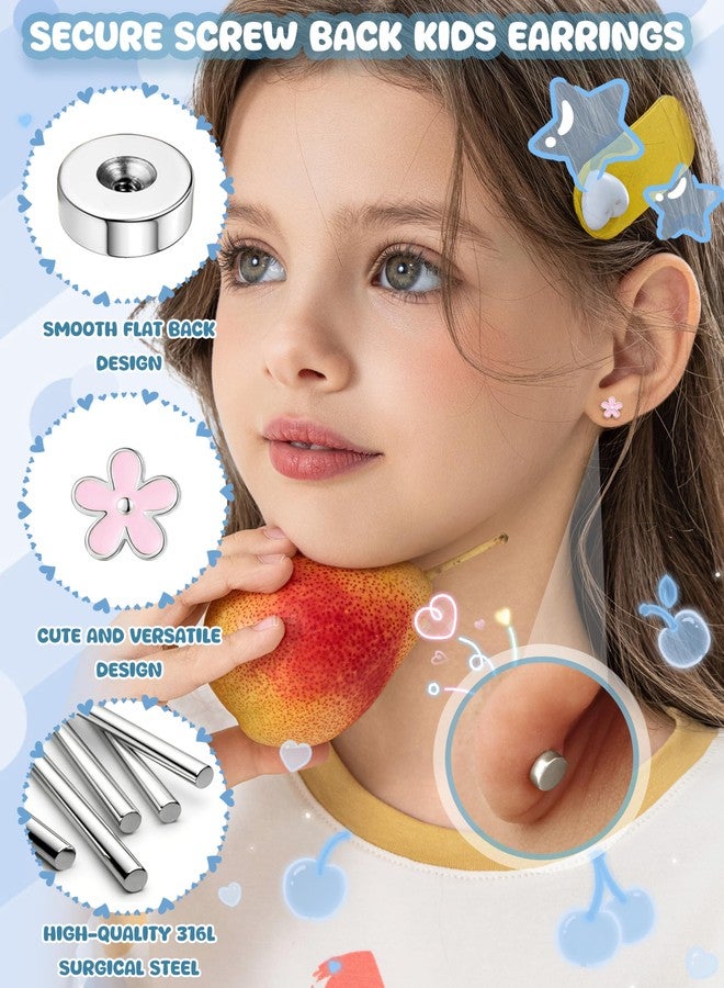 SAILIMUE Hypoallergenic Flat Back Earrings for Girls Women Surgical Steel Earrings for Sensitive Ears Women Cute Butterfly Flower Stud Earring Set for Teen Girls Kids Toddler Baby Jewelry Gifts - Image 4