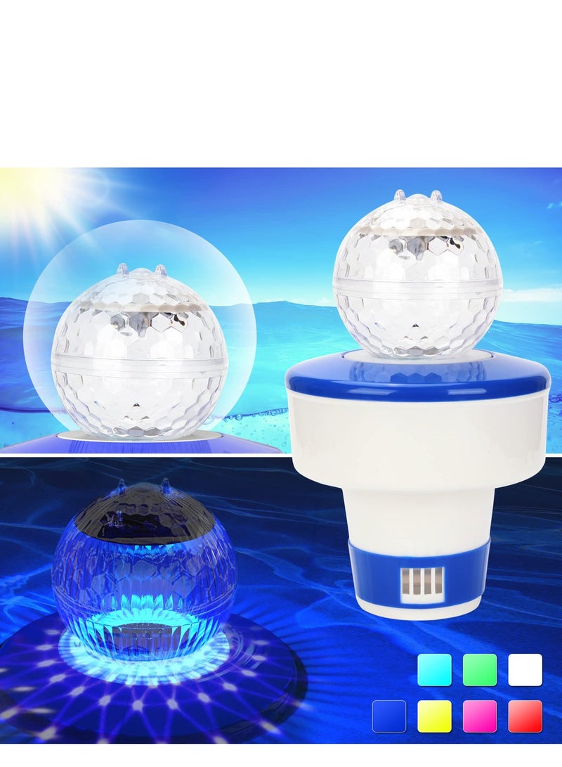 SYOSI Pool Chlorine Floater with Solar Lights, Floating Pool Chlorinator Dispenser for 6x3” Chlorine Tablets, Suitable for Large and Small Pools, Hot Tub, Spa, Garden Decor, Anti-Sinking  - Image 1