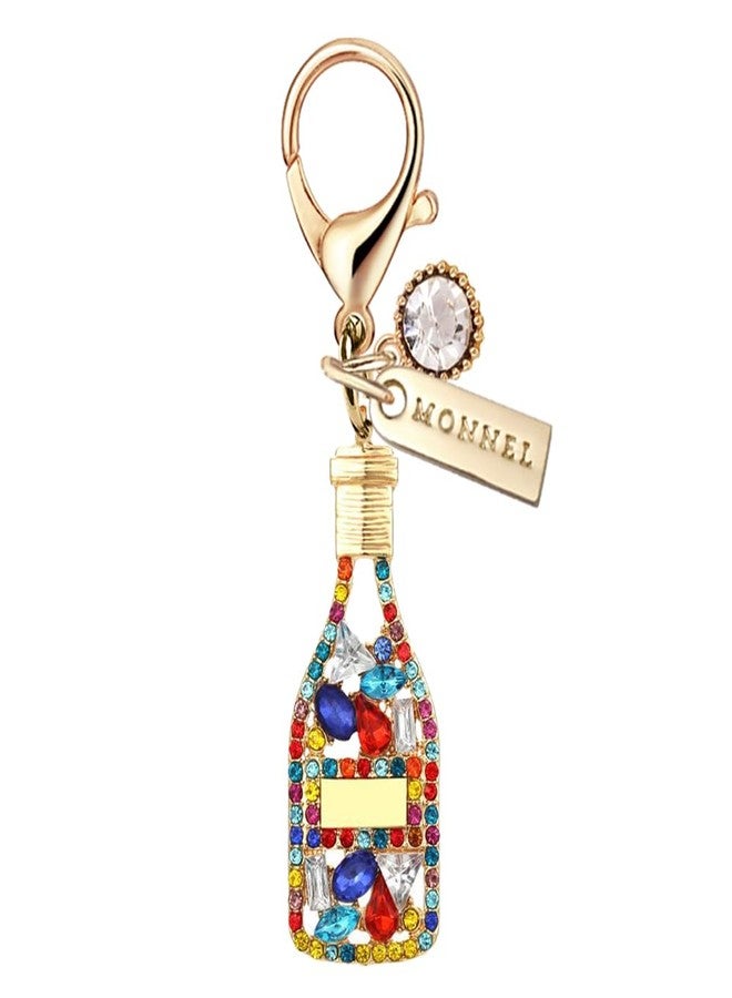MONNEL MC399 Crystal Champagne Lobster Clasp Charm for Women with Velvet Bag (Rainbow,1 Piece) - Image 1