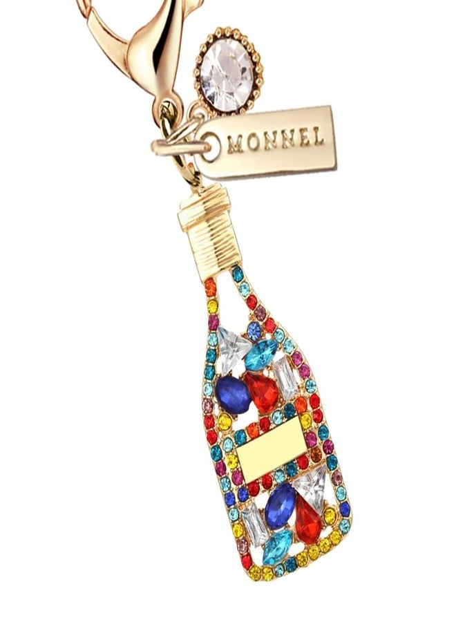 MONNEL MC399 Crystal Champagne Lobster Clasp Charm for Women with Velvet Bag (Rainbow,1 Piece) - Image 2