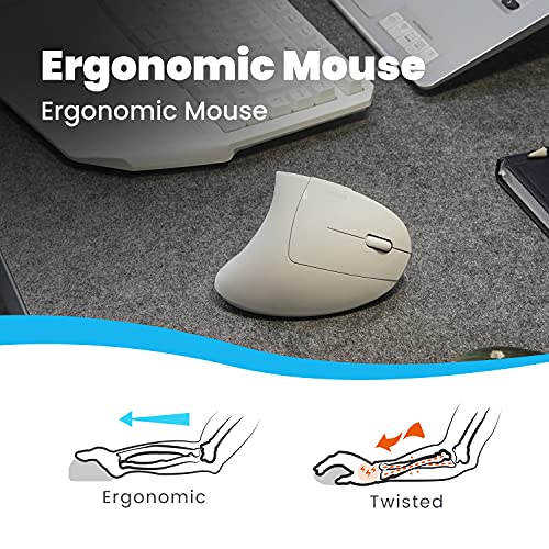 Perixx PERIMICE713W Wireless Ergonomic Vertical Mouse 24G Spec with USB Receiver OnOff Switch 6 Buttons Right Handed Design White - Image 3