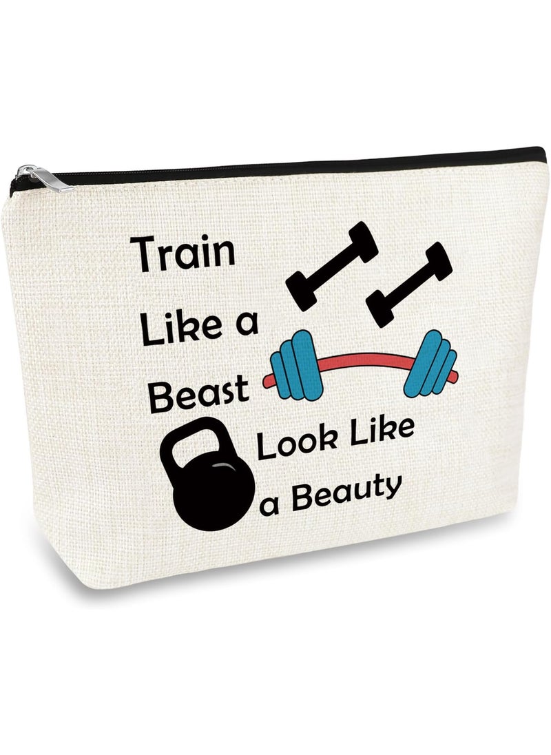 Mikela Fitness Gift for Women Workout Makeup Cosmetic Bag Fitness Lovers Gifts Dumbbell Bodybuilding Sports Gift Fitness Instructor Trainer Gift Inspirational Gift for Friend Sister Christmas Birthday Gift 
