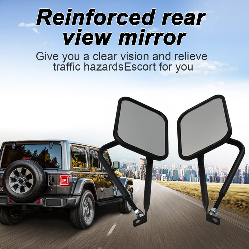 Fekey&JF Doors Off Mirrors for Jeep Wrangler CJ YJ TJ JK JL & Unlimited - Anti-Shake Side Mirrors with Blind Spot Feature - Image 4