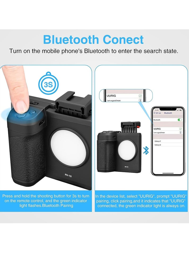Smartphone Camera Grip Griphone CapGrip with Removable Wireless Remote Control Three Speed Adjustable Fill Light for Phone Video and Photo Shooting  - Image 3