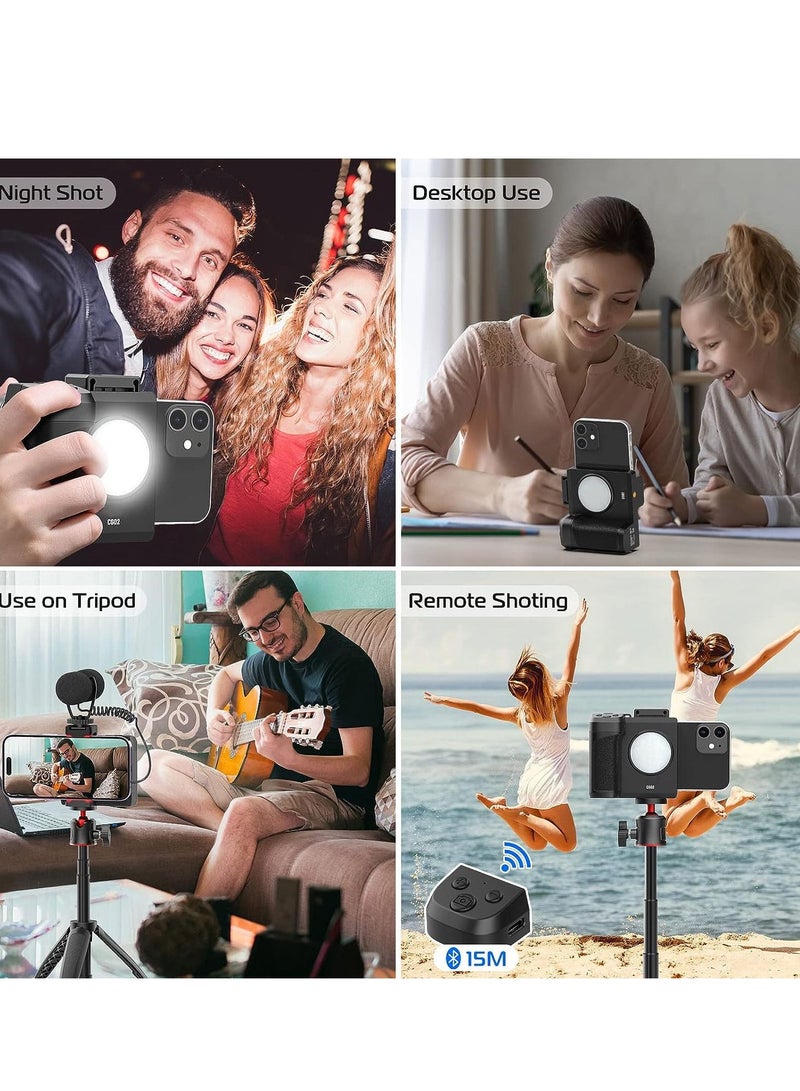 Smartphone Camera Grip Griphone CapGrip with Removable Wireless Remote Control Three Speed Adjustable Fill Light for Phone Video and Photo Shooting  - Image 2